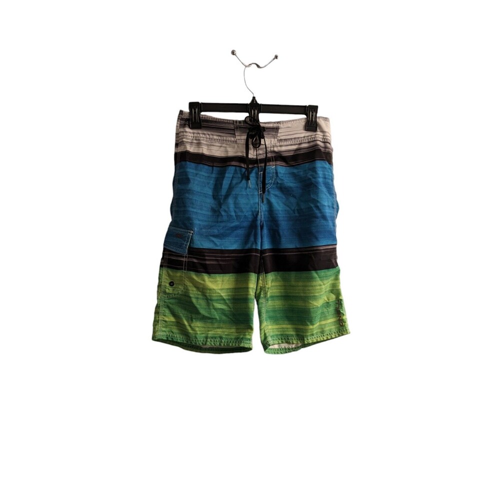 O'Neill Mens/Boys Boardshorts Size 28 Blue Green Black Swim Trunks Surf EUC